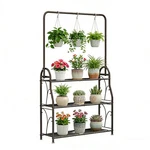 Plant Stand Indoor Outdoor Metal Flower Pot Shelf Tiered Garden Display Rack Mat. Fixed Price $56.81.