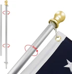 6FT Silver Free-spin Anti-wrap Flagpole For Home Business Outdoor Use. Fixed Price $79.99.