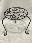 Small Wrought Iron Scroll Top Plant Stand 10" Dia Tall Three Legs. Fixed Price $34.99.