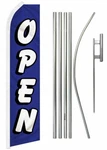 Open Blue White Poly Swooper Super & 16FT Flagpole Kit / Ground Spike. Fixed Price $74.88.