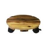 Avera Home Goods 206317 12 In. Round Wood Plant Caddy With 4 Casters. Fixed Price $34.52.
