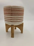Sagebrook Home 5" Aztec Planter/wood Stand, Orange 15800-01. Fixed Price $19.99.