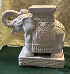 Vtg Ceramic Elephant Vietnamese Folk Art Plant Stand Garden Stool Book End. Fixed Price $75.00.