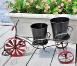 Vintage Metal Bicycle Tricycle Floral Planter Stand Wind Spinner 2-SEAT W/pots. Fixed Price $32.50.