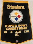 Pittsburgh Steelers Nfl Dynasty Banner 24X38 Winning Streak Wool Embroidered. Fixed Price $34.00.