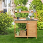 Yaheetech Outdoor Potting Bench With Metal Tabletop Cabinet Drawer Natural Wood. Fixed Price $96.89.