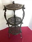 Vintage/antique Ornate Black Cast Iron Victorian Flower Plant Basket Stand. Fixed Price $199.95.