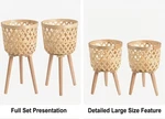 4PC Set Boho Bamboo Woven Stand Basket Mid Century Modern Indoor Planter. Fixed Price $23.27.