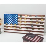 Vintage American Flag Solid Wood Wall Mounted Challenge Coin Display Holder Rack. Fixed Price $74.99.