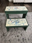 Hand-painted Wooden Two-step Stool Plant Stand Butterflies Flowers. Fixed Price $59.50.