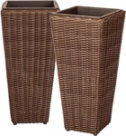 All-weather Alto Wicker Tall Planter Set W/liner Outdoor Patio Flower And Herbs. Fixed Price $64.99.