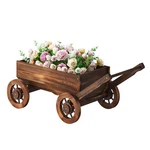 Pulijiaju Wooden Wagon Garden Planter Cart Large-carbonized, Carbonized-large. Fixed Price $102.87.