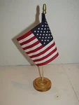 Usa American U.s.a. Flag 4"X6" Table Stick Desk Set Wooden Base. Fixed Price $8.88.