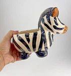 Zebra Ceramic Planter Black White Striped Animal Pot Safari Figurine Crazing. Fixed Price $14.99.
