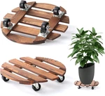 Pack 12" Plant Caddy With Wheels, Rolling Stand 12+12, Carbon Wood. Fixed Price $28.86.