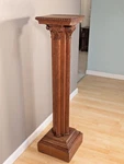 Antique French Solid Oak Corinthian Pedestal Column Display Stand. Fixed Price $975.00.