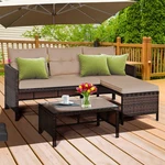 3PC Rattan Furniture Set Outdoor Patio Couch Sofa Wicker. Fixed Price $197.49.