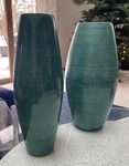 Vtg Pair Global Bazzar Bamboo Green Wooden Floor Vases For Dried Flower Design. Fixed Price $40.00.
