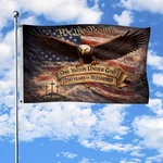 One Nation Under God Flag With Brass Grommets, Patriotic Cross Design Decor Hous. Fixed Price $47.91.