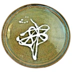Fabulous Studio 14" Round Brown Glazed Stoneware Art Pottery Plate Signed Sonia. Fixed Price $89.00.
