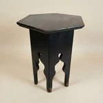 Vintage Hexagonal Black Wood Plant Stand Moorish Gothic Accent Side Table 18"T. Fixed Price $229.99.