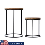 Acacia Top Stand Set 2 Indoor Outdoor Durable Iron Wood Planter Display Us. Fixed Price $38.10.