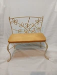 Scroll Butterflies Cream Metal Plant Stand Natural Light Wood Bench Country Y2K. Fixed Price $19.89.
