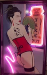 Framed Neon Sign Woman Dragon Tattoo Glow Wall Decor, Room Light, Bar Accent. Fixed Price $99.00.
