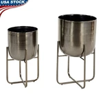 Indoor Outdoor Black Metal Planter Set W/ Removable Stand Plants Flowers 2 Count. Fixed Price $44.98.