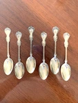 Set 6 Rare Whiting Sterling Silver Duke Of York 5 Clock Spoon 1/4" Mint. Fixed Price $295.00.