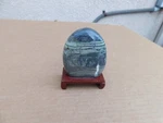 Vintage Chinese Nature Cyan Ornamental Stone W/ Wood Stand 4". Fixed Price $24.99.