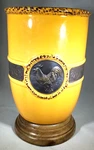 Pier 1 Gold Vase/planter/utensil Holder - Black Metal Rooster Band Wood Base. Fixed Price $24.95.