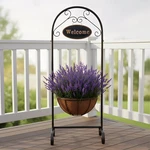 Black Metal Welcome Sign Hanging Basket Stand - 40 Inch Decorative Planter Holde. Fixed Price $74.36.