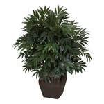 Nearly Natural Double Bamboo Palm With Decor Planter Silk In Green/brown. Fixed Price $125.99.