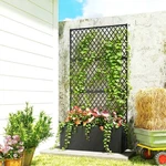 Metal Outdoor Planter Box With Trellis, Diamond Lattice Privacy. Fixed Price $114.99.
