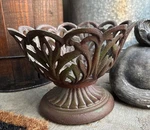 Antique French Cast Iron Lattice Acanthus Leaf Motif Planter/centerpiece 9.75X7. Fixed Price $61.74.