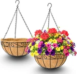 Pack 12 Inch Hanging Baskets For Plants Outdoor Metal Planters Roun.... Fixed Price $29.87.