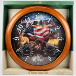Retired Bass Pro Shops 16 Weather Station Clock Us Flag Wild Hunting Fishing. Fixed Price $52.50.