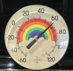 Vintage 1980S Springfield Rainbow Outdoor Patio Thermometer Wall Mounted. Fixed Price $39.99.