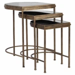 Uttermost 24908 Gold India 3 Piece Glass Top Iron Nesting Table Set. Fixed Price $597.60.