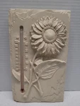 Vintage Hen-feathers Hand Carved Ceramic Sunflower Thermometer Wall Plaque 5 X 9. Fixed Price $20.95.