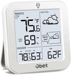 Obet Indoor Outdoor Thermometer Wireless Weather Station, Battery White. Fixed Price $7.99.