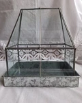 Vintage Table Top House Shaped Glass Metal Terrarium Display Case. Fixed Price $39.00.