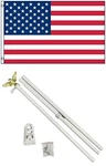 3X5 Usa American 50 Star W/ 6' Ft White Flagpole Kit Eagle. Fixed Price $24.88.
