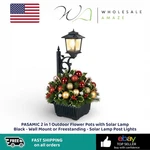 Pasamic 2 In 1 Outdoor Flower Pots With Solar Lamp Black Wall Mount. Fixed Price $39.99.