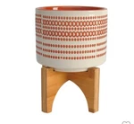 Sagebrook Home 5" Aztec Planter/wood Stand, Orange 15800-01. Fixed Price $28.94.