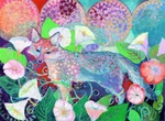 Time Stand Still Fox Morning Pink Glory Garden Ceramic Tile Mural Backsplash. Fixed Price $94.00.