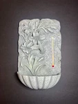 Outdoor Grey Resin Floral Hummingbird Hanging Thermometer & Bath / Feeder. Fixed Price $19.99.