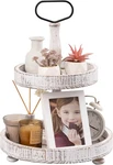 Farmhouse Two Tiered Wooden Tray Stand, Ubtkey 2 Distressed White. Fixed Price $39.51.
