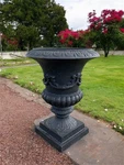 17" Tall Cast Iron Fluted Urn, Flower Pot Planter, Garden Patio Yard Art G1. Fixed Price $245.00.